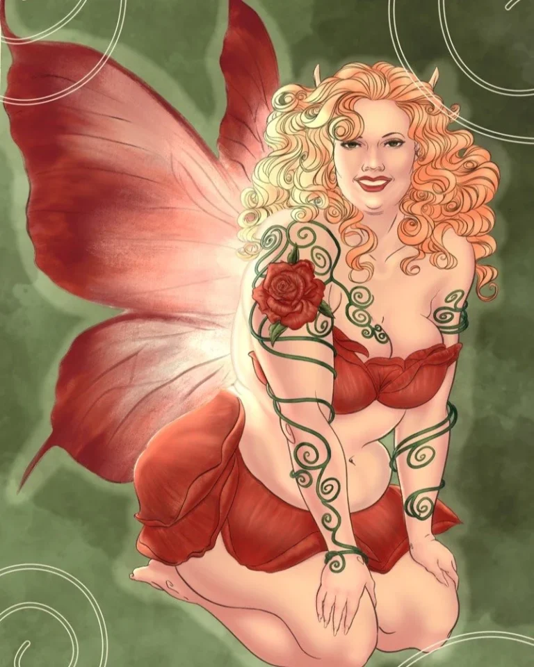 Red rose fairy illustration by Sketch Smith