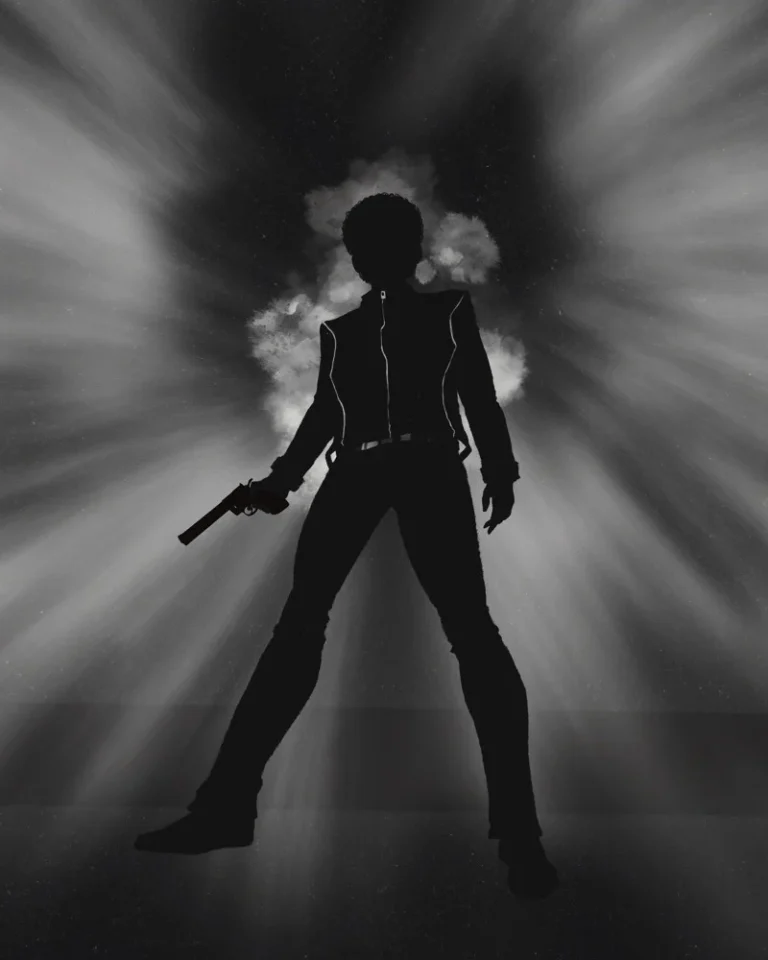Noir gunman silhouette illustration by Sketch Smith
